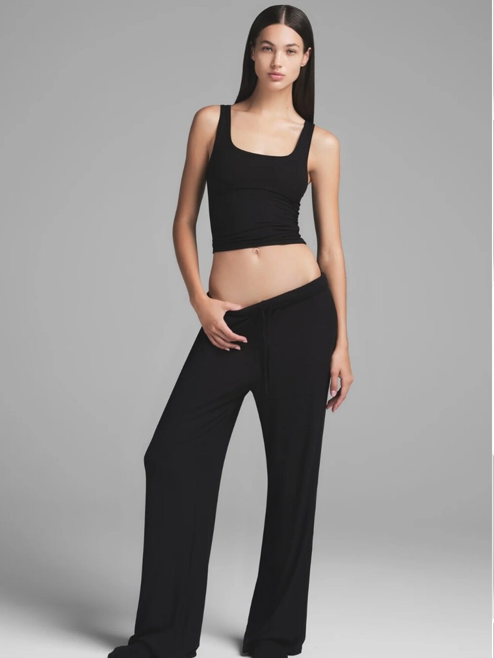 SKIMS NWT Soft Lounge Tank (Size SMALL) Onyx Black Color AND Pant (Size MED) SET